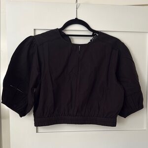 Black Women's Amour Vert Cotton Eyelet Crop Top